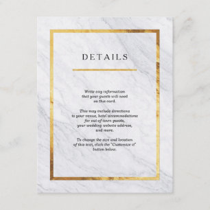 Elegant modern marmer Gold Wedding Insert Kaarten