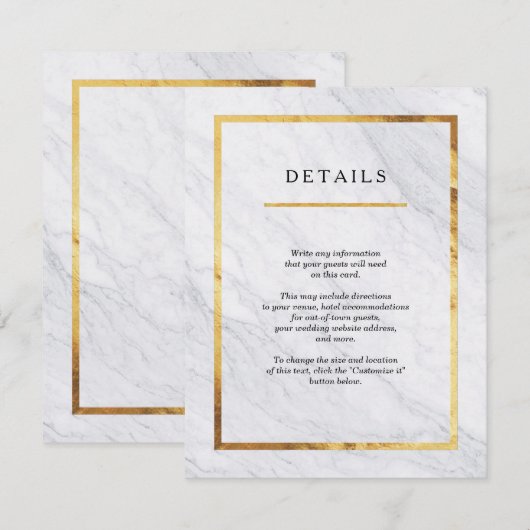 Elegant modern marmer Gold Wedding Insert Kaarten (Voorkant / Achterkant)