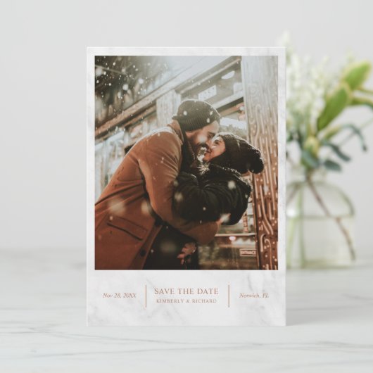 Elegant modern marmer Roos Gold bewaart de Kaart D (Staand voorkant)