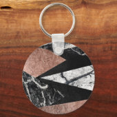 Elegant modern marmer, Roos Gold en zwarte driehoe Sleutelhanger (Voorkant)