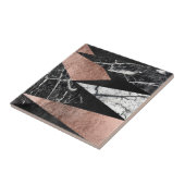 Elegant modern marmer, Roos Gold en zwarte driehoe Tegeltje (Zijkant)