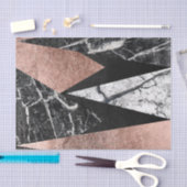 Elegant modern marmer, Roos Gold en zwarte driehoe Tissuepapier (Craft)