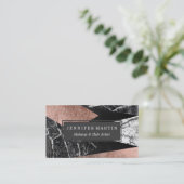 Elegant modern marmer, Roos Gold en zwarte driehoe Visitekaartje (Staand voorkant)