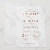 Elegant modern marmer Roos Gold Wedding Uitnodigin Kaart (Voorkant / Achterkant)