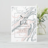 Elegant modern marmer save the date (Staand voorkant)