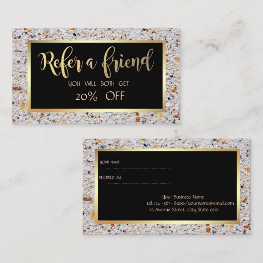 Elegant modern marmer Stone, Lijst verwijzingskaar Aanbevelingskaartje (Voorkant / Achterkant)