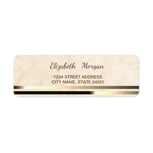 Elegant modern marmeren adreslabel met streep etiket (Voorkant)