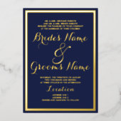 Elegant modern marvy blue Weddenschap echt goud Folie Uitnodiging (Voorkant)