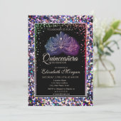 Elegant Modern Masker,Diamanten Pailletten Quincea Kaart (Staand voorkant)