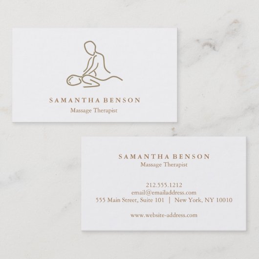 Elegant Modern Massage Therapist Visitekaartje (Voorkant / Achterkant)