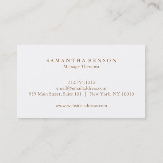 Elegant Modern Massage Therapist Visitekaartje (Achterkant)