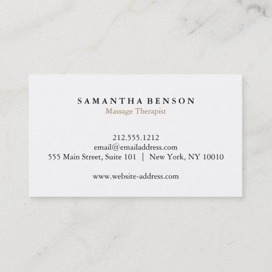 Elegant Modern Massage Therapist Visitekaartje (Achterkant)