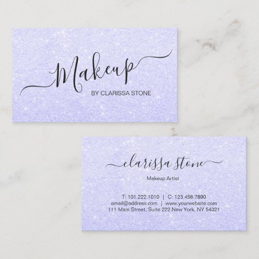 Elegant modern meisje-blauw glitter make-up kunste visitekaartje (Voorkant / Achterkant)