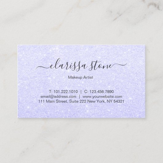 Elegant modern meisje-blauw glitter make-up kunste visitekaartje (Achterkant)