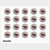 Elegant modern meisje, Glitter, Bokeh Red Lips Ronde Sticker (Vel)