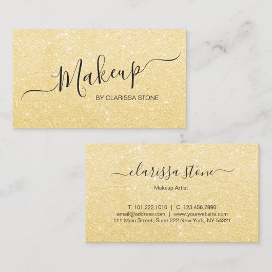 Elegant modern meisje glitter make-up artiest visitekaartje (Voorkant / Achterkant)