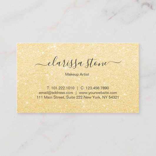 Elegant modern meisje glitter make-up artiest visitekaartje (Achterkant)
