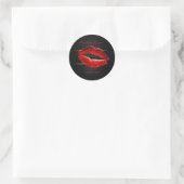 Elegant modern meisje, glittery Red Lips, zwart Ronde Sticker (Tas)