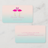 Elegant modern meisje grappig, roze flamingos in l visitekaartje (Voorkant / Achterkant)