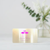 Elegant modern meisje grappig, roze flamingos in l visitekaartje (Staand voorkant)