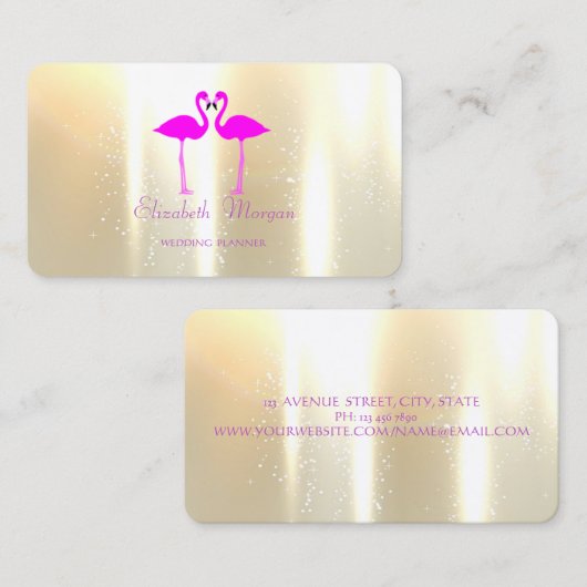 Elegant modern meisje grappig, roze flamingos in l visitekaartje (Voorkant / Achterkant)