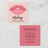 Elegant modern meisje Roze Lips Makeup Artist Squa Vierkante Visitekaartje (Voorkant / Achterkant)