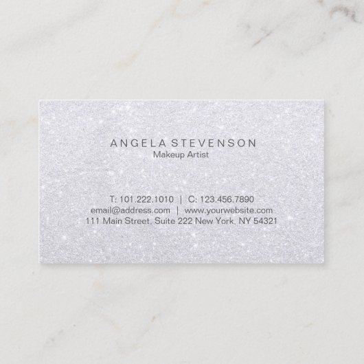 Elegant modern meisjes glitter make-up artiest visitekaartje (Achterkant)