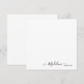 Elegant modern meisjesmanuscript zwart notitiekaartje (Voorkant / Achterkant)