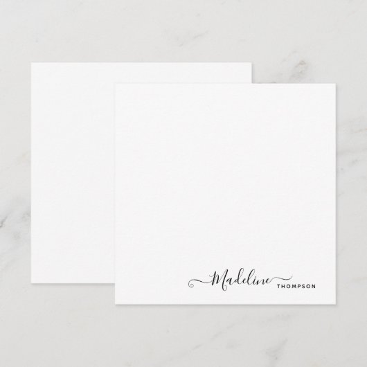 Elegant modern meisjesmanuscript zwart notitiekaartje (Voorkant / Achterkant)