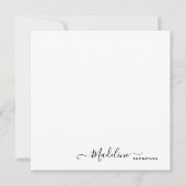 Elegant modern meisjesmanuscript zwart notitiekaartje (Voorkant)