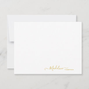 Elegant modern Meisjesscript metalen goud Notitiekaartje