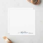Elegant modern meisjesScript Navy Blue Note Card Notitiekaartje (Voorkant / Achterkant in situ)