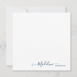 Elegant modern meisjesScript Navy Blue Note Card Notitiekaartje