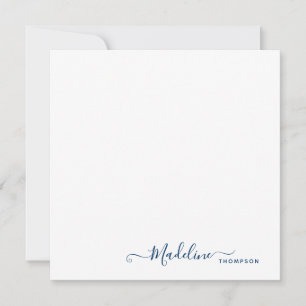 Elegant modern meisjesScript Navy Blue Note Card Notitiekaartje