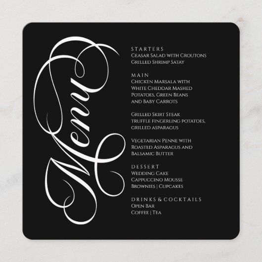 Elegant modern Menu Black and White (Voorkant)
