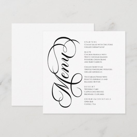 Elegant modern Menu Black and White (Voorkant / Achterkant)