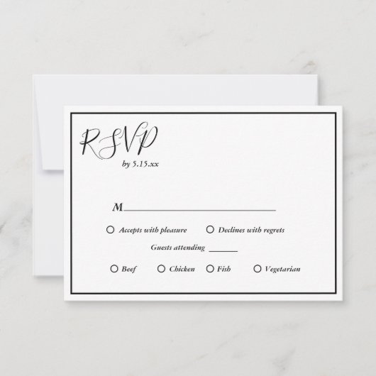 Elegant Modern Menu Choice Wedding RSVP Kaart (Voorkant)