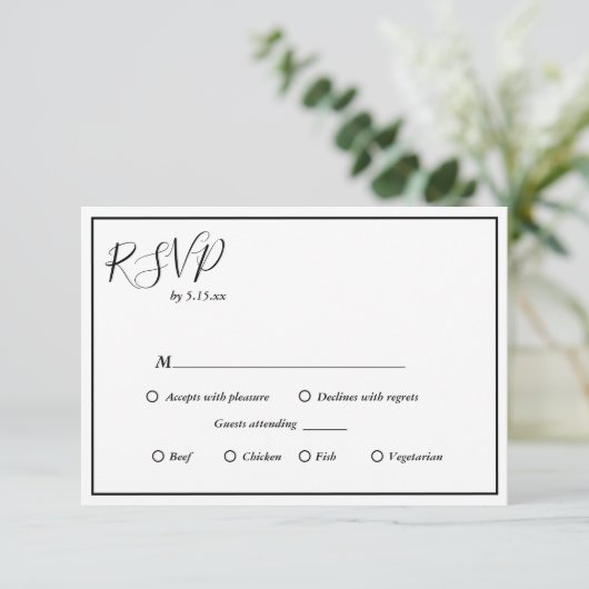 Elegant Modern Menu Choice Wedding RSVP Kaart (Staand voorkant)