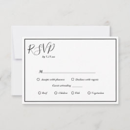 Elegant Modern Menu Choice Wedding RSVP Kaart