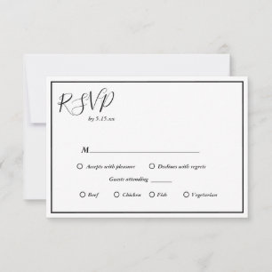 Elegant Modern Menu Choice Wedding RSVP Kaart