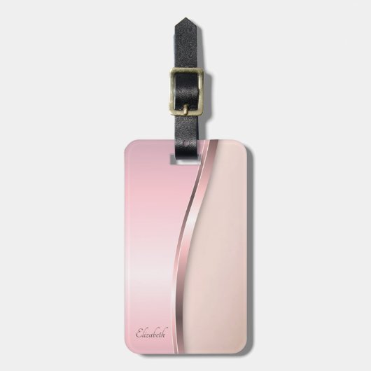 Elegant Modern Metaalachtig, Roze Bagagelabel (Voorkant verticaal)