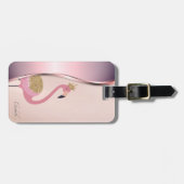 Elegant modern Metallic Roze Flamingo Bagagelabel (Voorkant horizontaal)