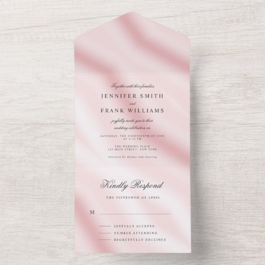 Elegant modern Metallic Roze White Simple Chic All In One Uitnodiging (Binnen)