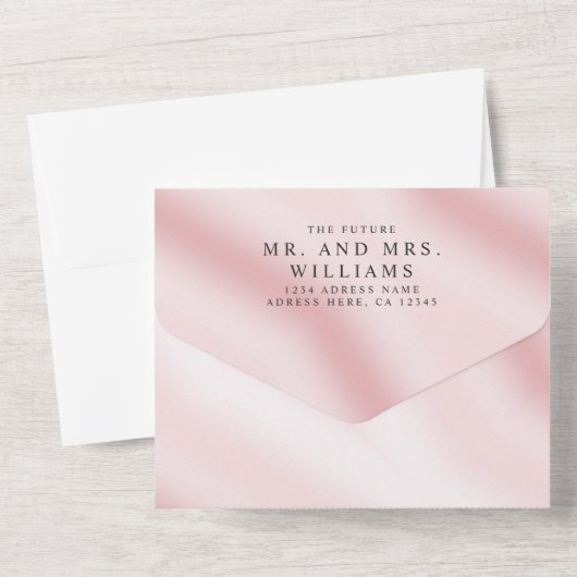 Elegant modern Metallic Roze White Simple Chic All In One Uitnodiging (Achterkant)