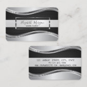 Elegant modern Metallic Silver Black Lijst Visitekaartje (Voorkant / Achterkant)