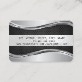 Elegant modern Metallic Silver Black Lijst Visitekaartje (Achterkant)