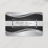 Elegant modern Metallic Silver Black Lijst Visitekaartje (Voorkant)