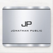 Elegant modern Metallic Silver Kijk Monogram Muismat (Voorkant)