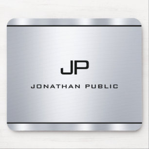 Elegant modern Metallic Silver Kijk Monogram Muismat