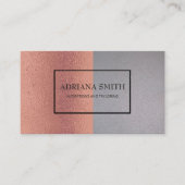 Elegant modern metallisch Roos Gold Silver Visitekaartje (Voorkant)